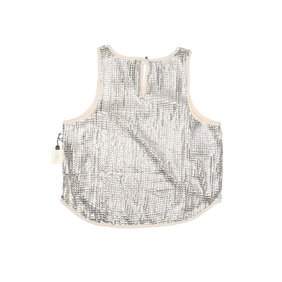 Disco Sequin tank Nude slinky Champagne Blouse Cami silver - Picture 2 of 2